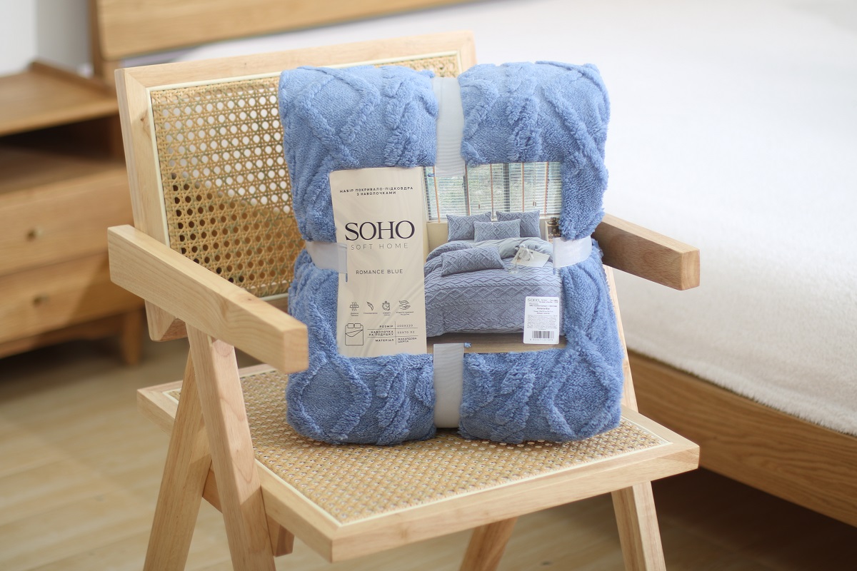 Текстиль для дому SOHO Наб. Ковдра 200*220 см+2 нав. 50*70 см Romance Blue