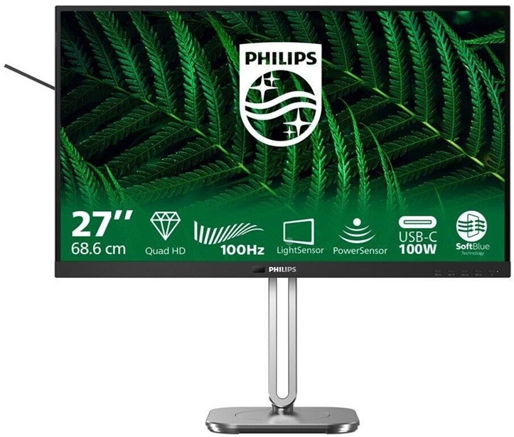 Монiтор TFT PHILIPS 27" 27B2G5601/00 IPS QHD 100Hz HDMI DP USB-C Pivot USB MM Black