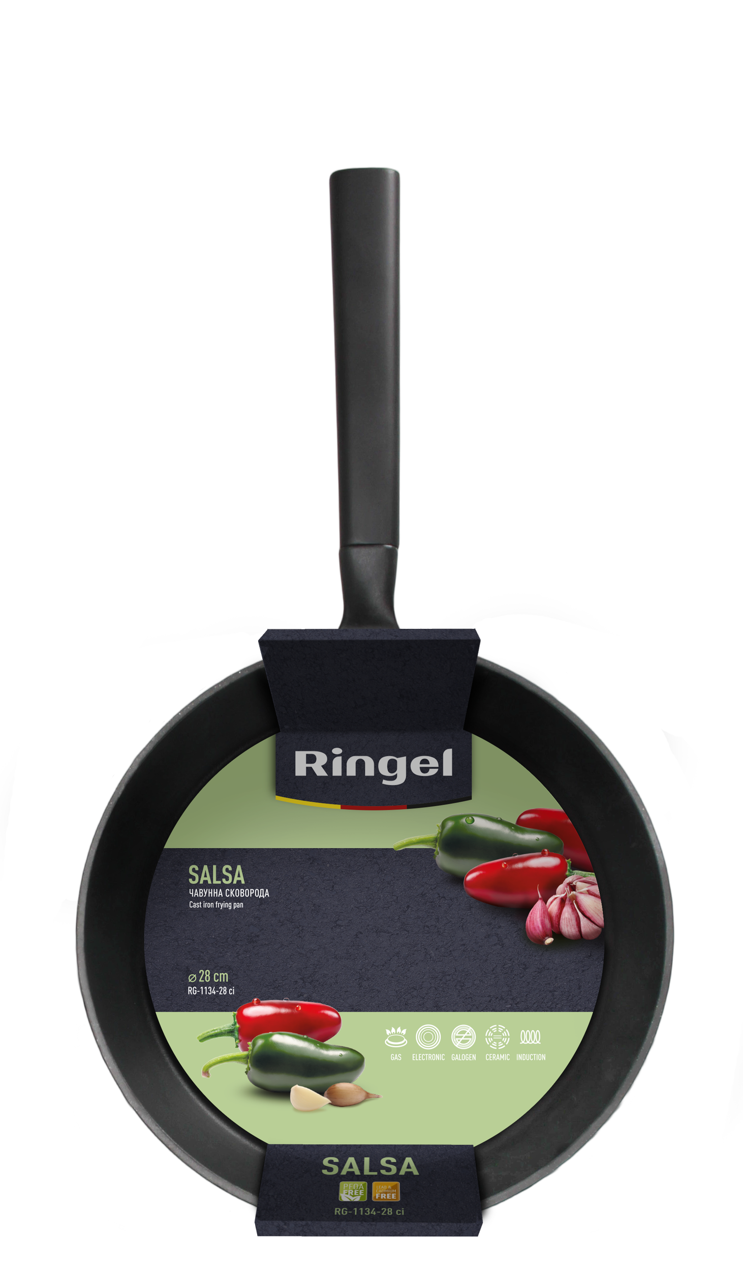 Сковорода RINGEL Salsa чавунна 28 см б/кришки (RG-1134-28 ci)