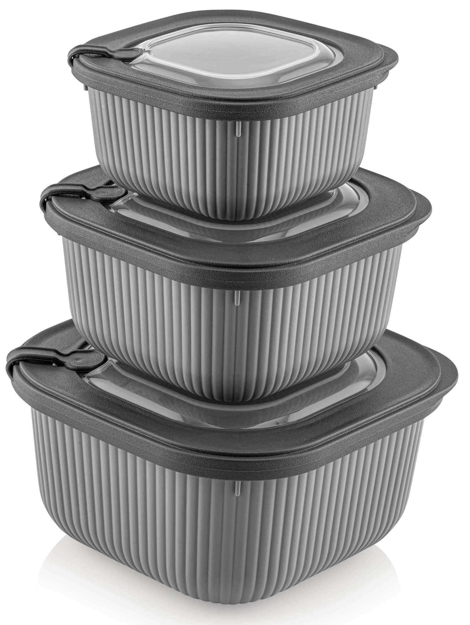 Набір контейнерів Idea Home 00685 Line Box Gray 0.6/1.1/1.8 (00685 Gray)