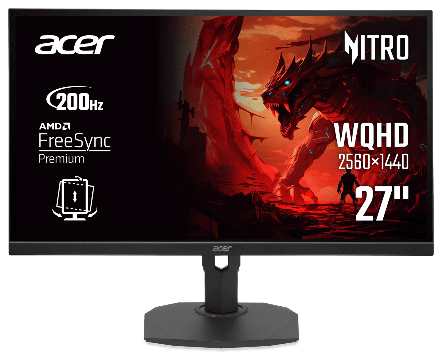 Монiтор TFT ACER 27" XF273UX1bmiiprx (UM.HX0EE.109) QHD IPS 200Hz 1.07B colors 2*HDMI DP Pivot MM Black