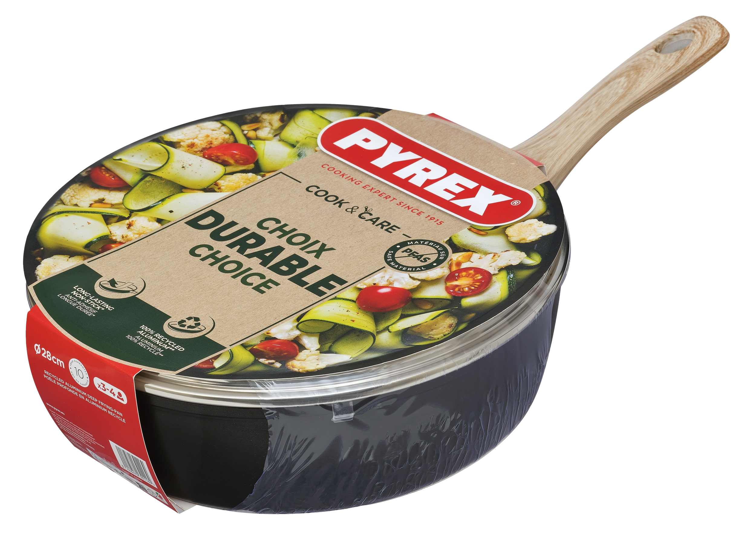 Сковорода PYREX Cook&Care глиб. 28 см індукція з кришкою (CR28DF6/8144)
