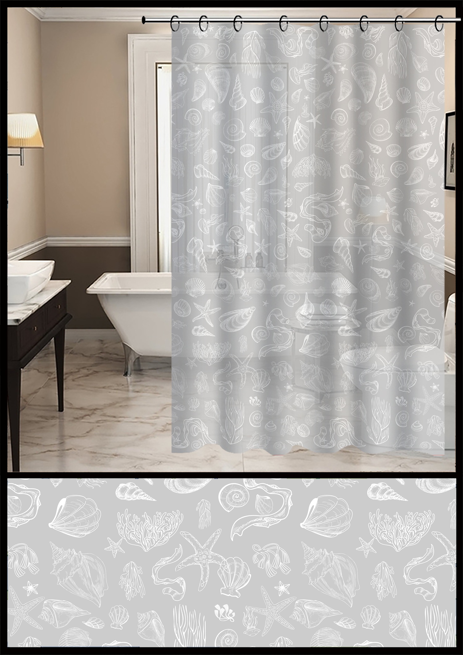 Шторка для ванної Idea Home ZHY039-1 Sea 