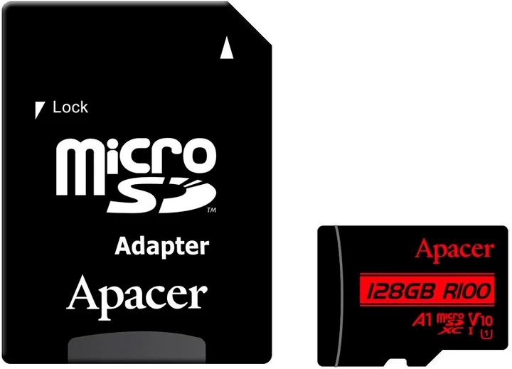 Картка пам'ятi APACER MicroSDHC 128GB UHS-I Class 10 + SD adapter (AP128GMCSX10UB-R)