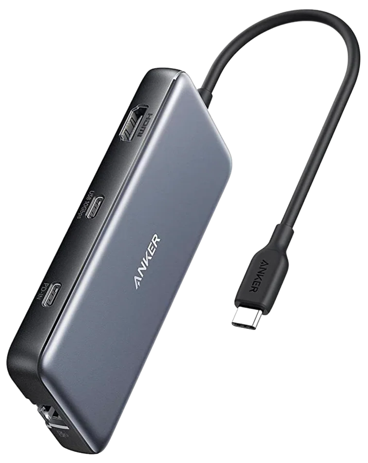 кабель ANKER PowerExpand 8-in-1 - PD in 100W/HDMI/2xUSB-A/USB-C 10Gbps/LAN/SD (Black) USB-концентратор (хаб)