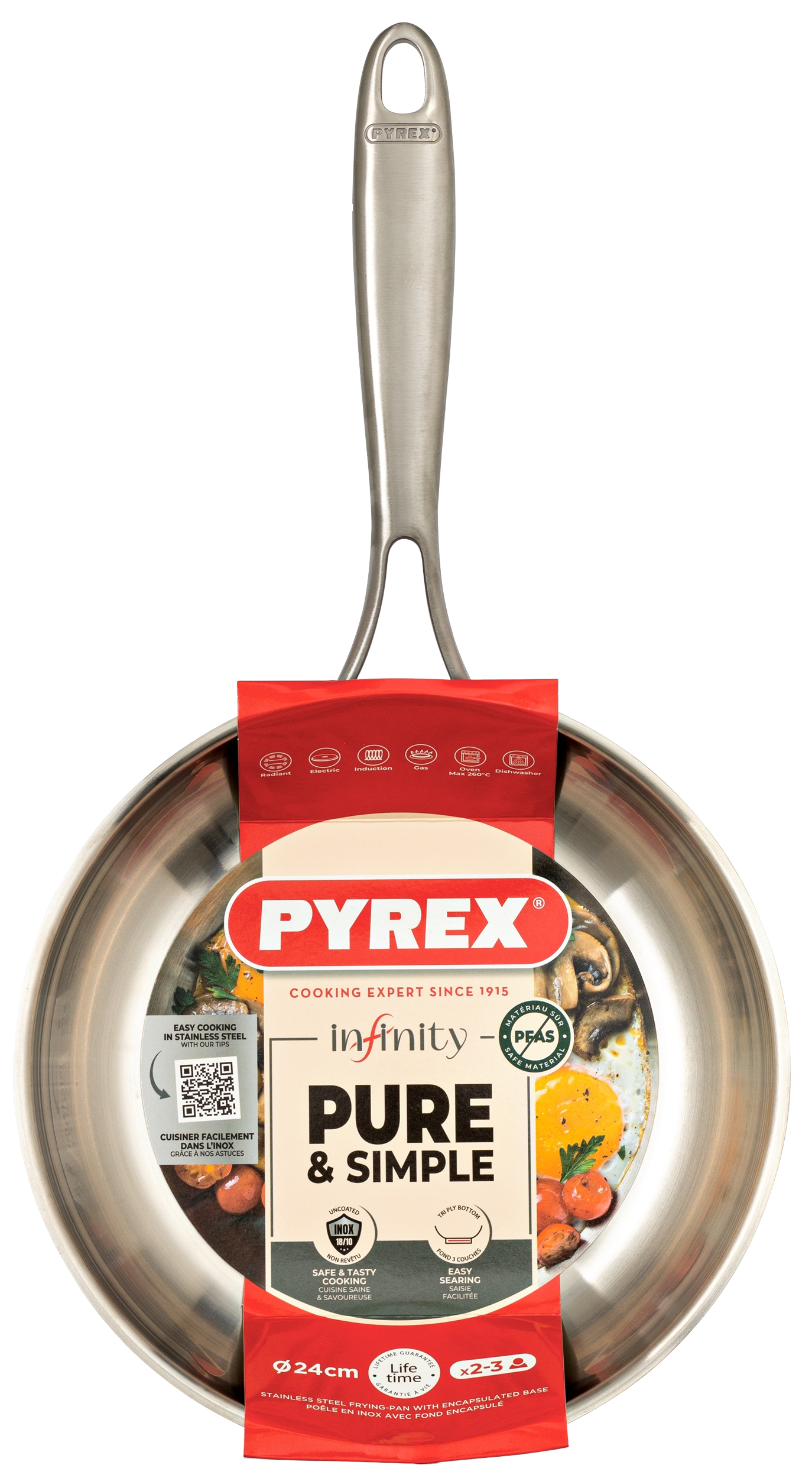 Сковорода PYREX INFINITY fixed handle 24 см б/кришки (SR24BFX/8046)