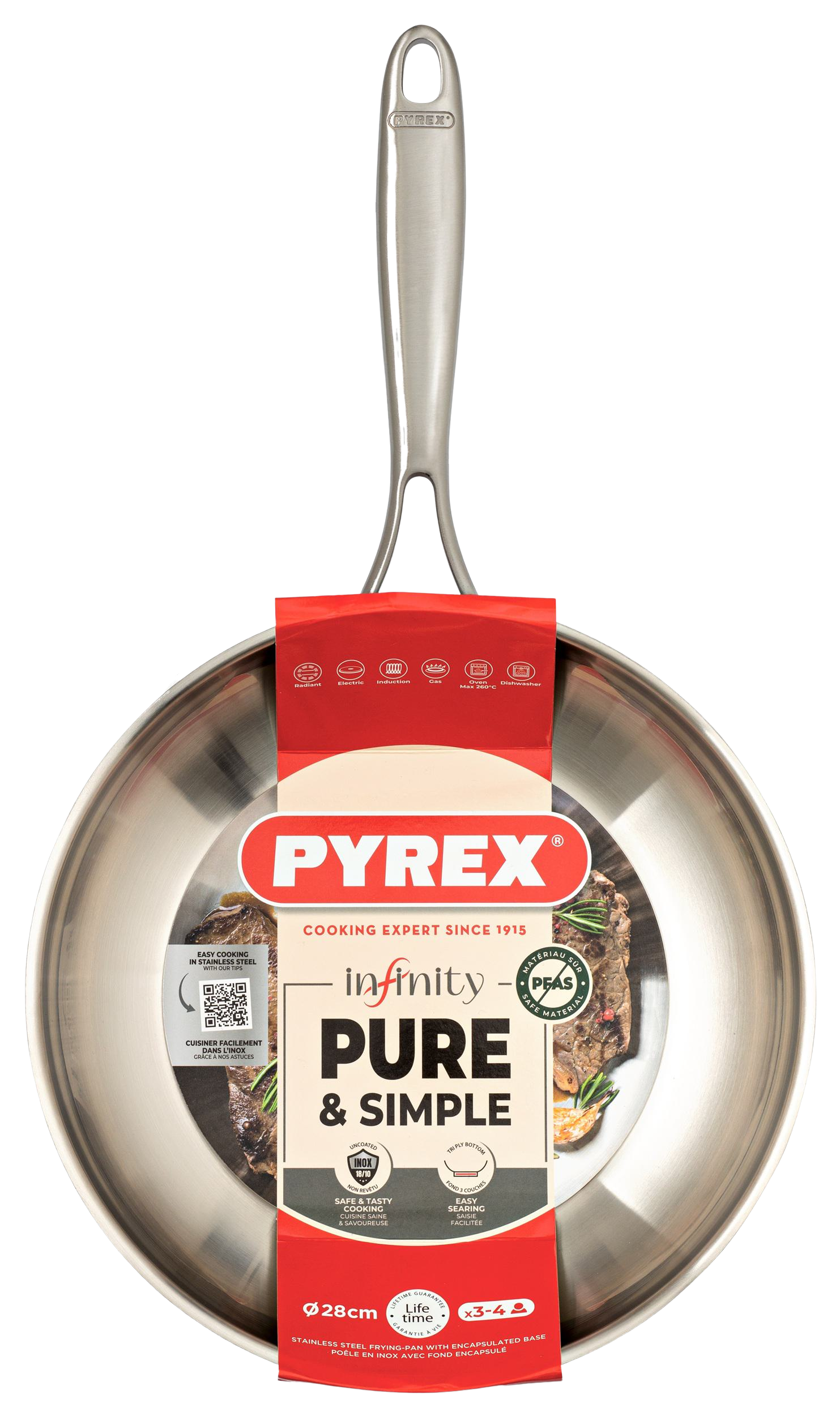 Сковорода PYREX INFINITY fixed handle 28 см б/кришки (SR28BFX/8046)