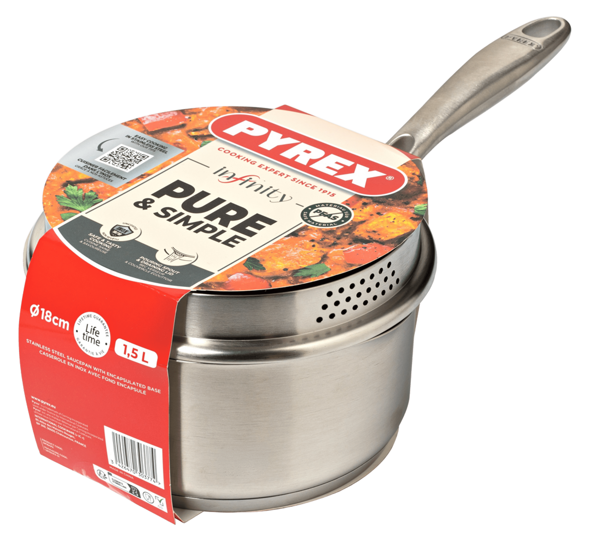 Ківш PYREX INFINITY fixed handle 18см з кришкою (SR18APX/8044)