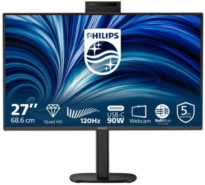 Монiтор TFT PHILIPS 27" 27B2U3601H/00 IPS QHD 120Hz HDMI DP USB-C WebCam Pivot USB MM