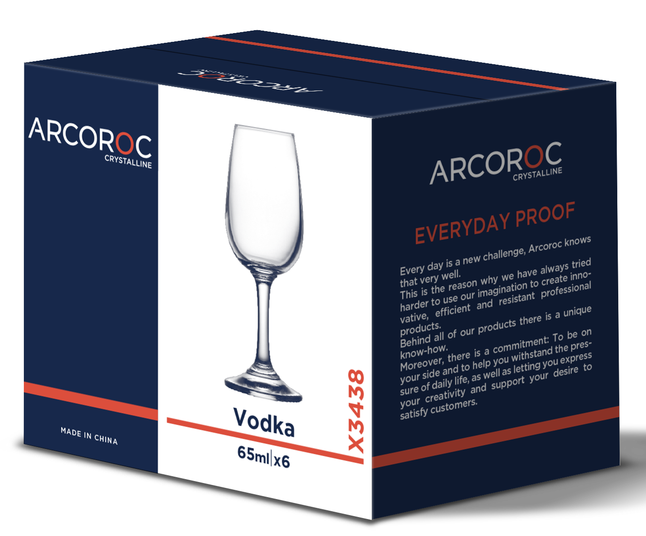 Чарка/стопка ARCOROC VODKA STEM /НАБІР/6х65 мл на ніжці (X3438)