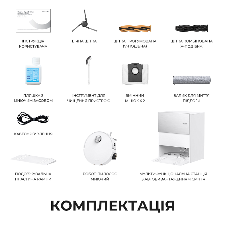 Пилосос-робот DREAME Aqua 10 Roller White