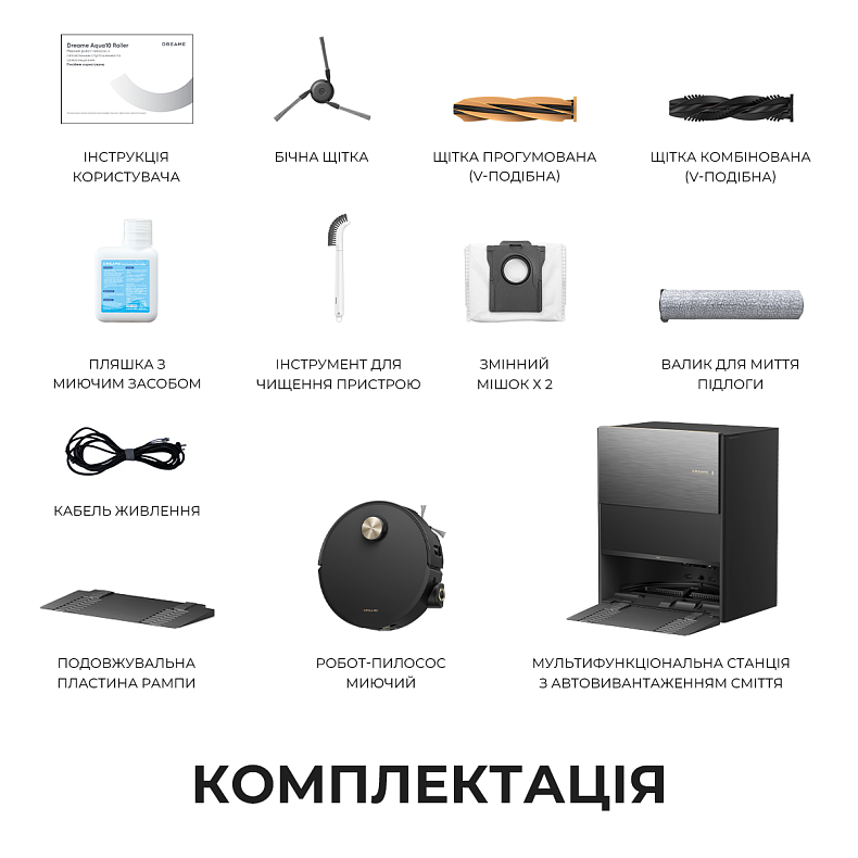 Пилосос-робот DREAME AQUA10 ROLLER RLH31CE-BL
