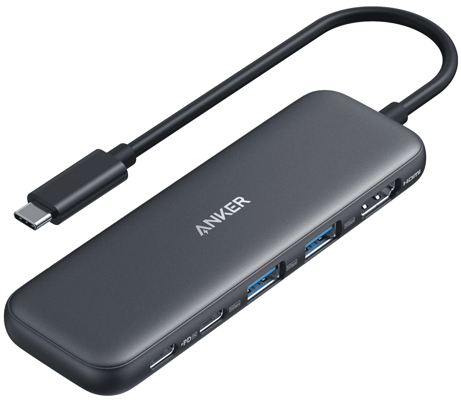USB-Хаб/Док-станція ANKER 332 USB-C Hub 5-in-1, PD in 100W, 4K HDMI, 2xUSB-A, USB-C 5Gbps (Чорний)
