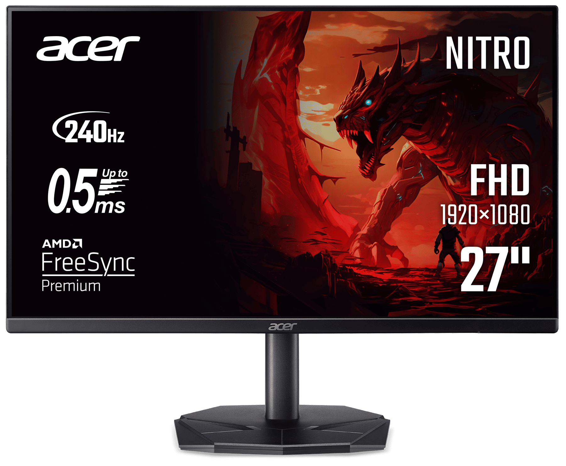Монiтор TFT ACER 27" Nitro KG270W3bmiipx (UM.HX0EE.337) IPS FHD 240Hz 2*HDMI DP MM Black
