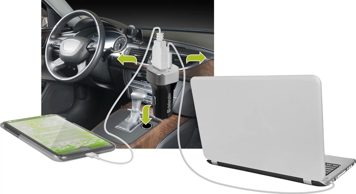 Автомобільний зарядний пристрій Defender UCG-01 1 порт USB + TypeC, 5V (6406246)