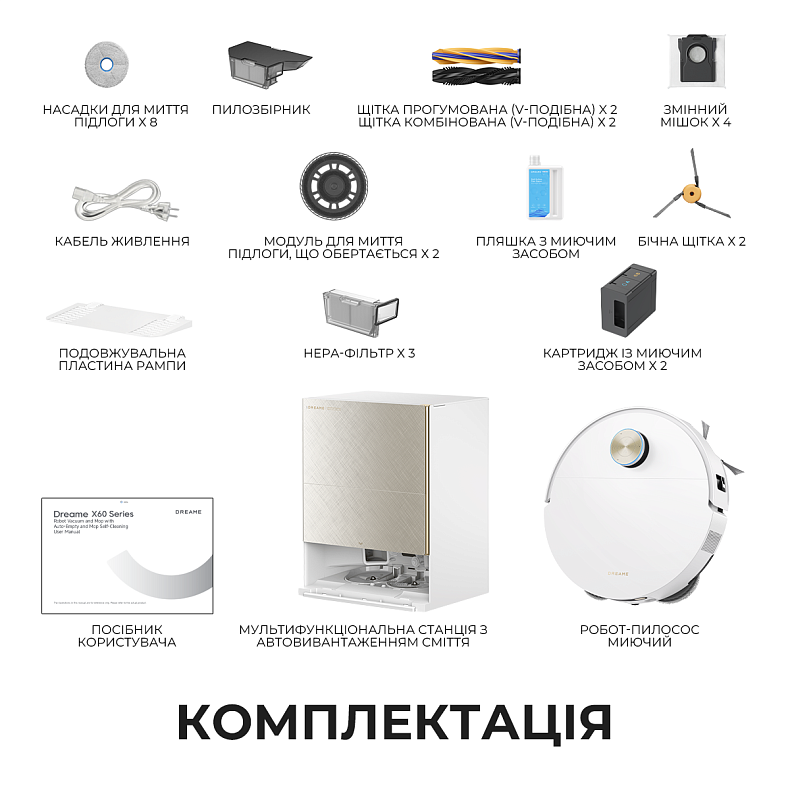 Пилосос-робот DREAME Bot X60 Ultra Complete White (RLX87DE)