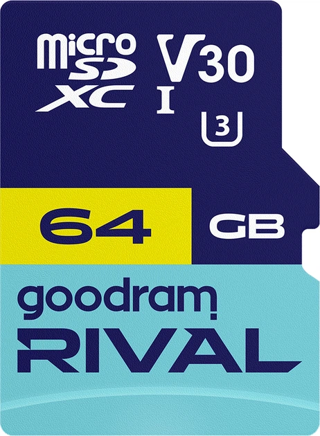 Картка пам'ятi GOODRAM RIVAL microSDXC 64GB V30 (UHS I U3) + ad