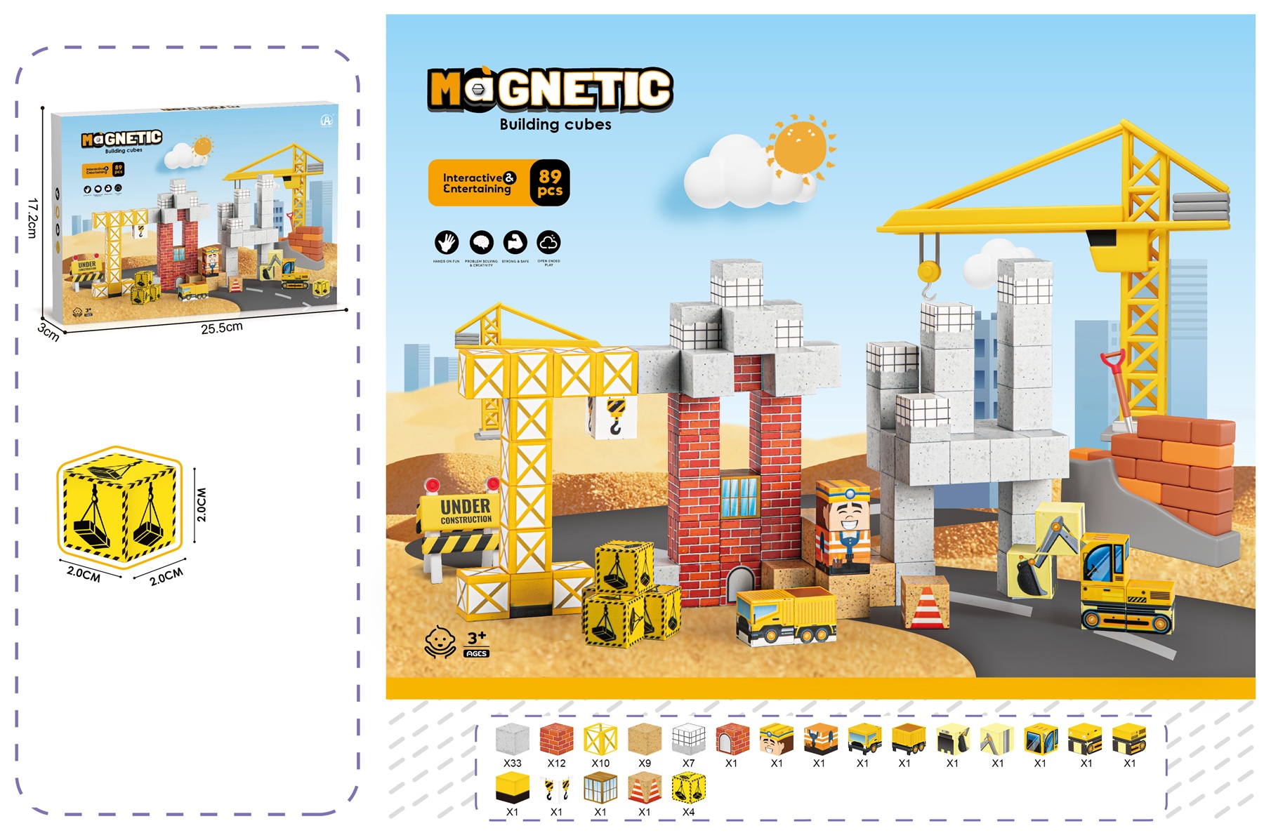 Магнітний конструктор Будівництво 2 см, 89 ел. Magnetic