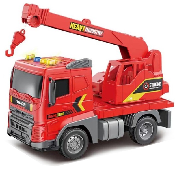 Іграшка CARS S Кран червоний 1:20 (інерція, звук, світло, кран рухається)