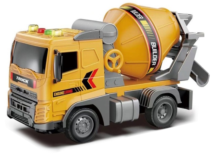 Іграшка CARS S Бетонозмішувач жовтий 1:20 (інерція, звук, світло, барабан крутиться)