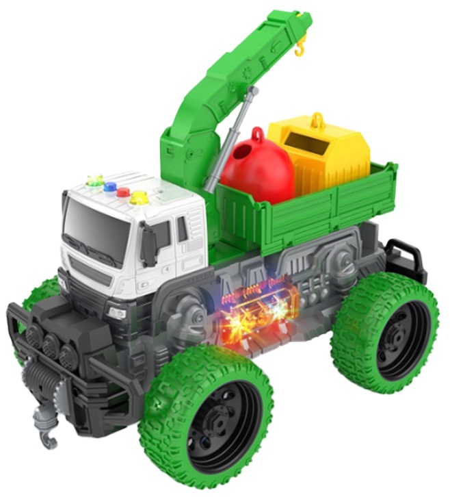 Іграшка CARS S Сміттєвоз-позашляховик з краном 1:16 (інерція, звук, світло, рухомі частини, лебідка)