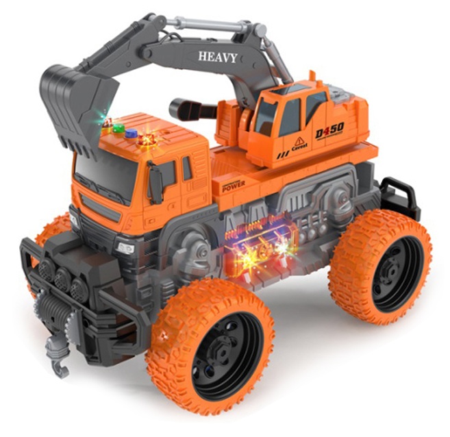 Іграшка CARS S Кран-позашляховик помаранчевий 1:16 (інерція, звук, світло, рухомі частини 360 градусів, лебідка)