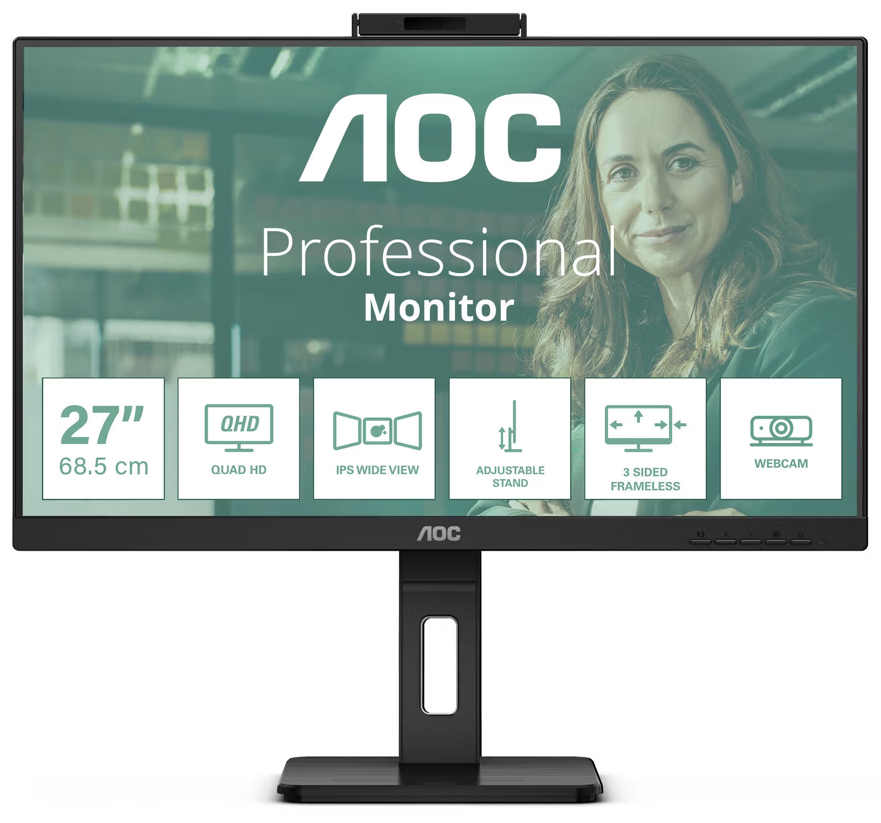 Монiтор TFT AOC 27" Q27P3QW IPS QHD 100Hz 2*HDMI DP WebCam Pivot USB MM