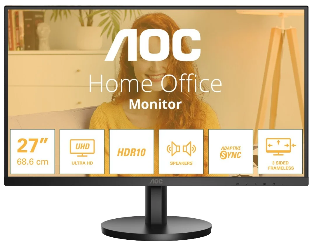 Монiтор TFT AOC 27" U27B3A IPS 4K 60Hz 2*HDMI DP MM Black
