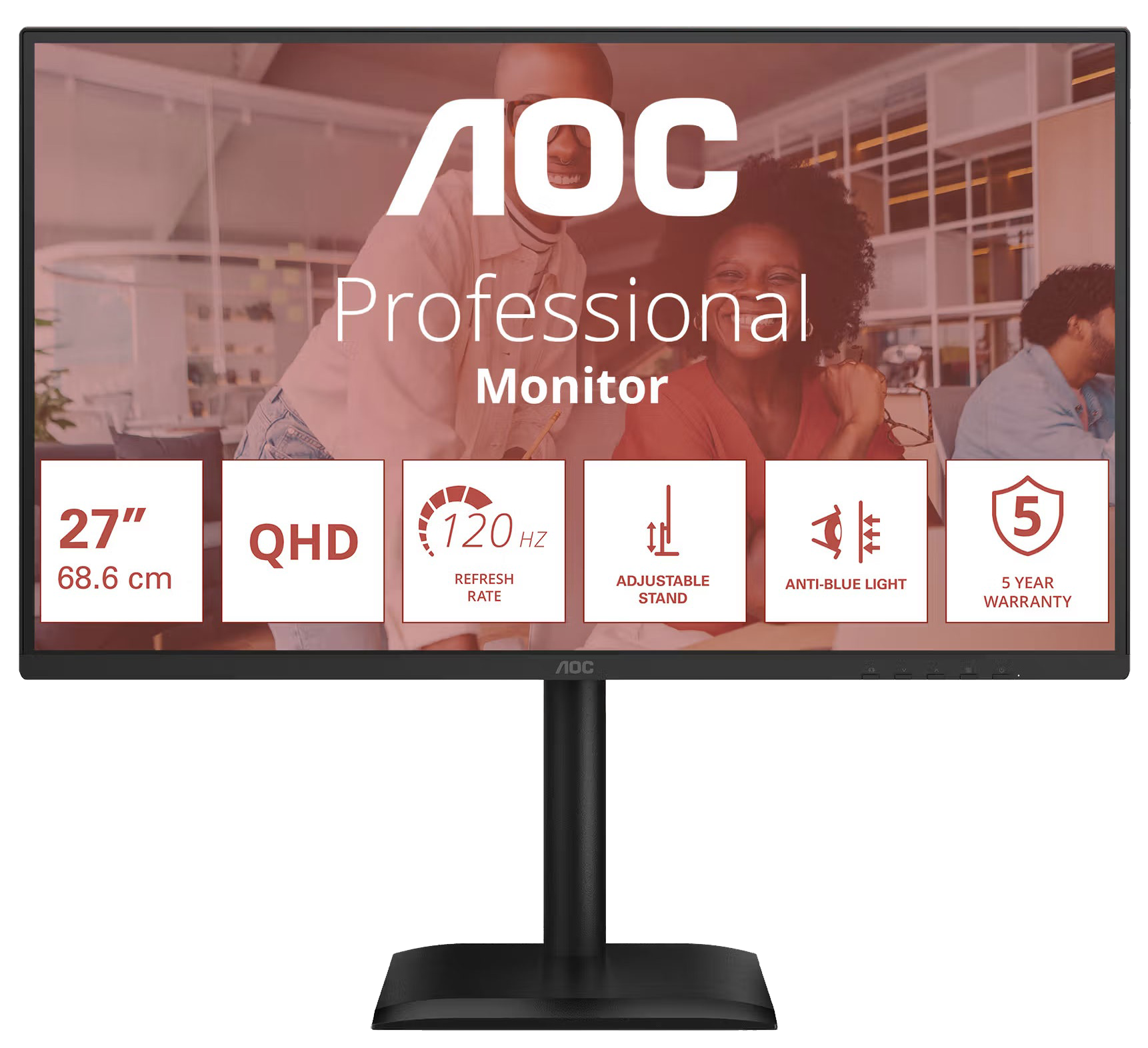 Монiтор TFT AOC 27" Q27E4U IPS QHD 120Hz HDMI DP Pivot USB MM Black