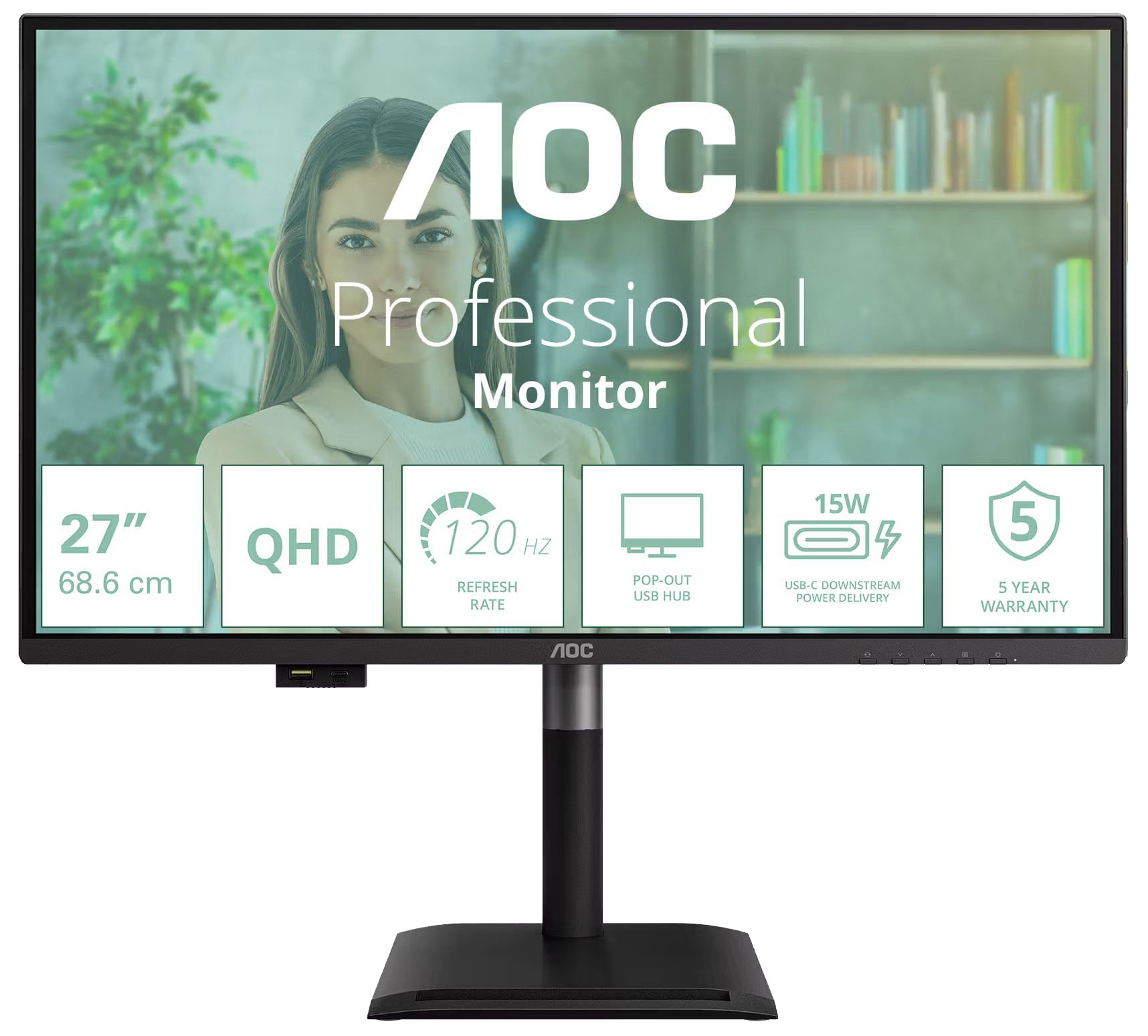 Монiтор TFT AOC 27" Q27P4U IPS QHD 120Hz 2*HDMI DP Pivot USB MM Black
