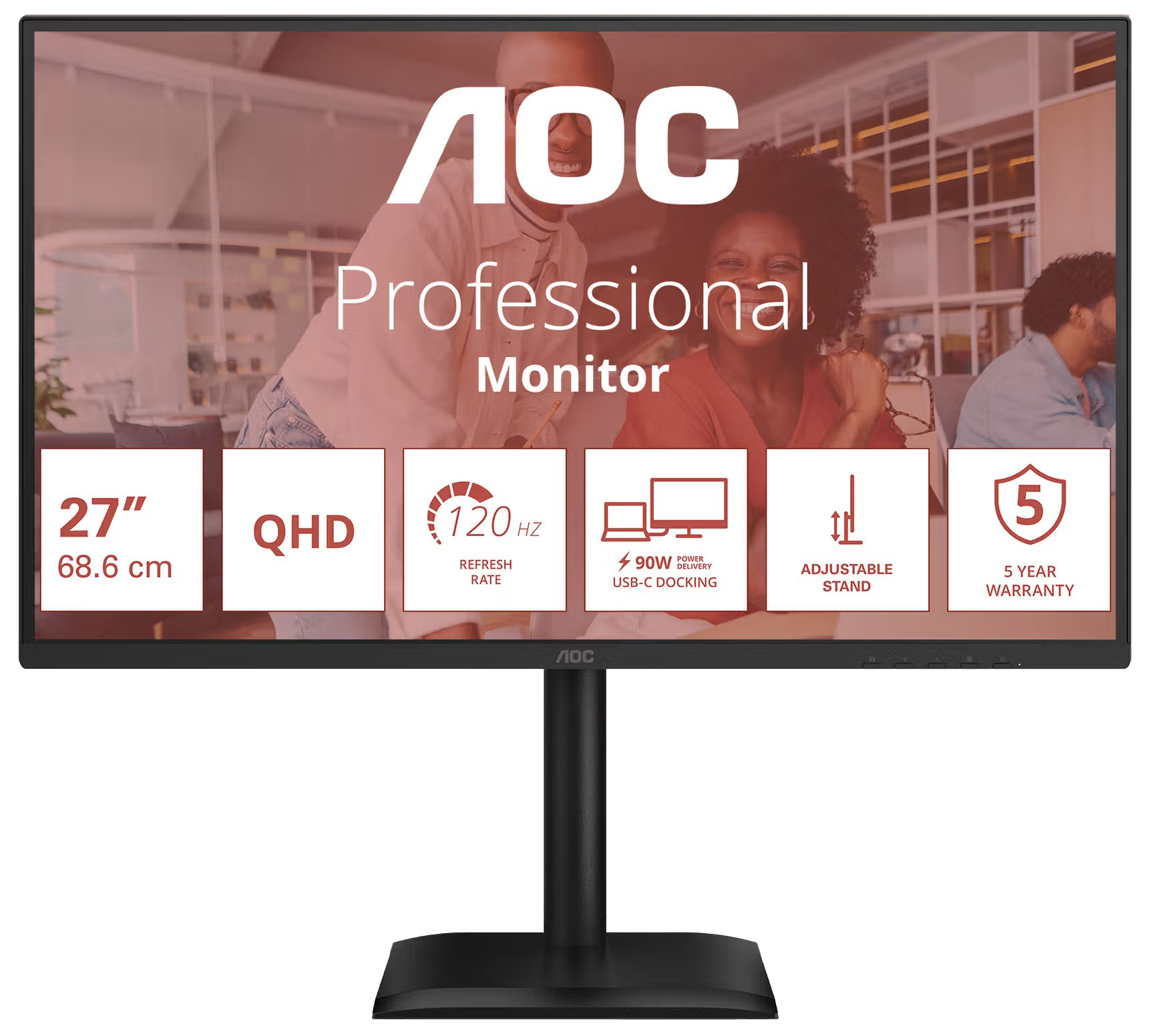 Монiтор TFT AOC 27" Q27E4CV IPS QHD 120Hz HDMI DP USB-C RJ-45 Pivot USB MM