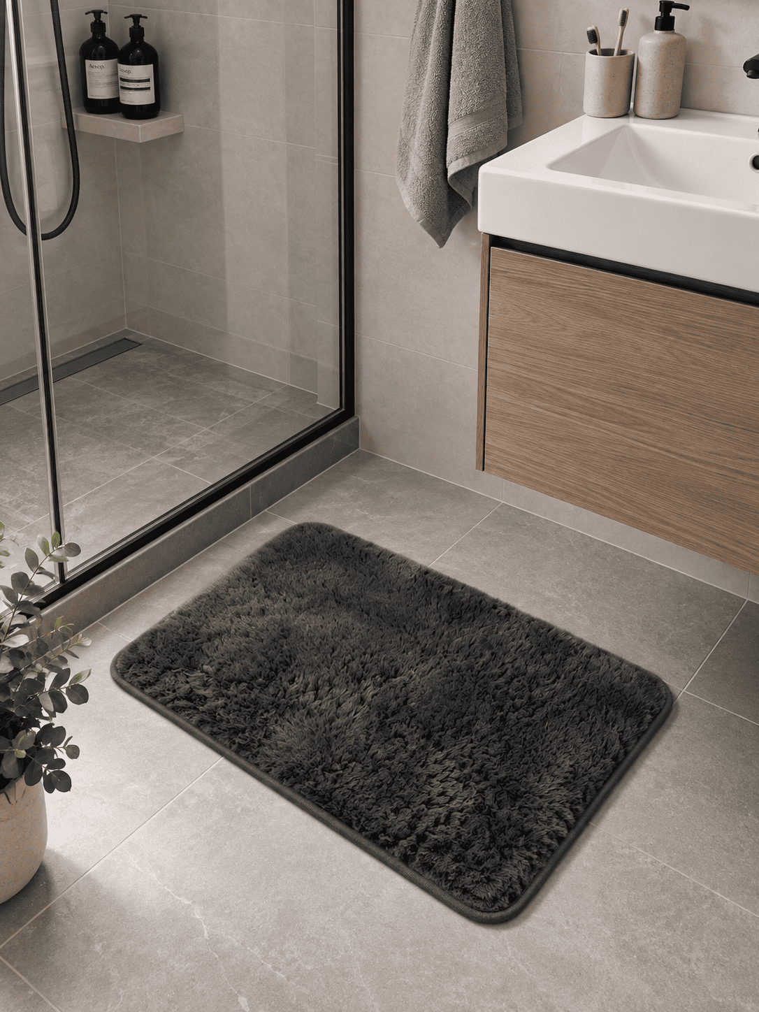Текстиль банний SOHO Килимок для ванної 40*60 см Faux Dark Gray