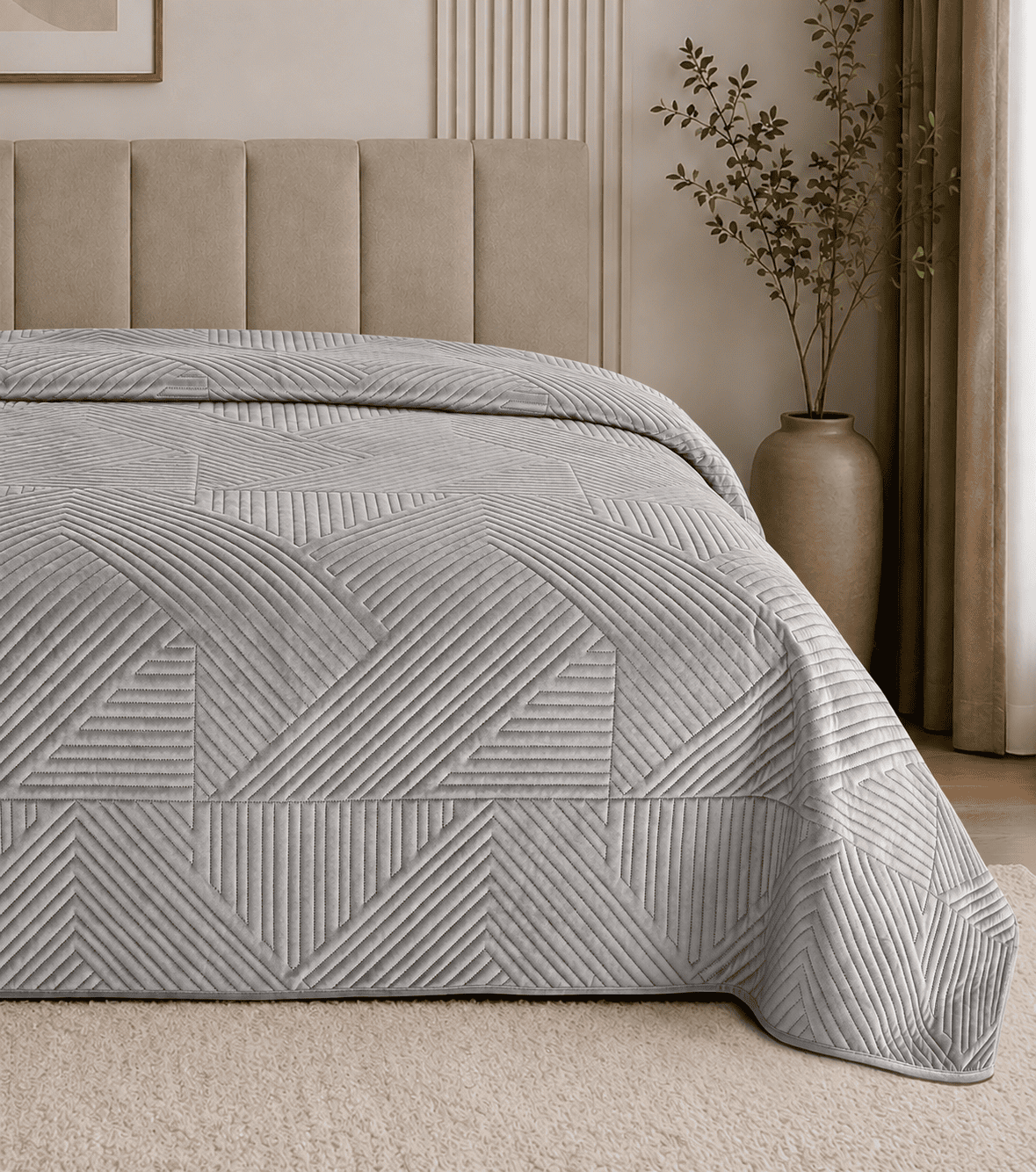 Текстиль для дому SOHO Покривало 220*240 см VELUR Geometric Light Gray