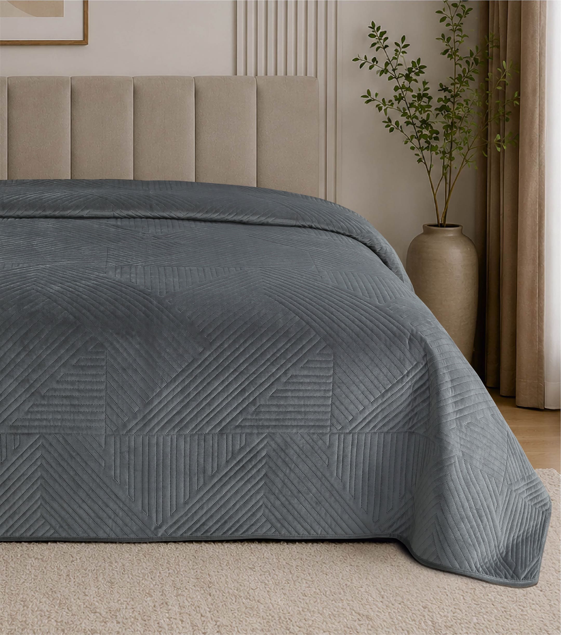 Текстиль для дому SOHO Покривало 220*240 см VELUR Geometric Gray
