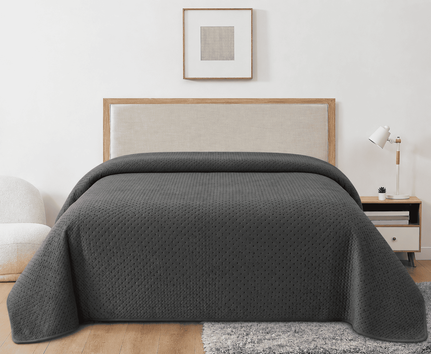 Текстиль для дому SOHO Покривало 220*240 см VELUR Trellis Graphite